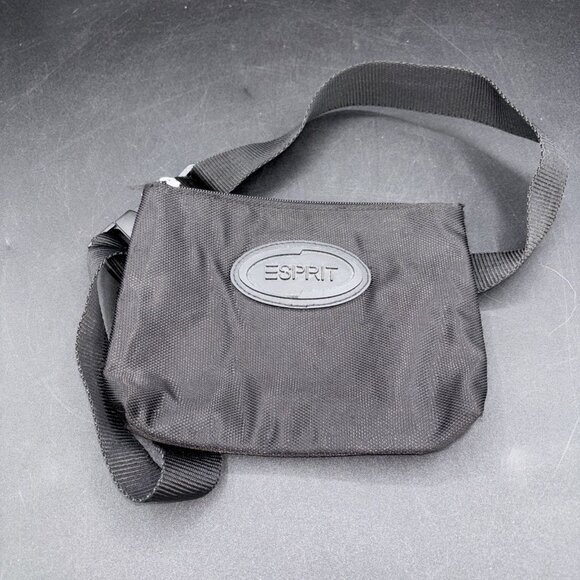 Vintage Espirit Black Waist Belt Bag Purse with Zipper Pocket EUC 90s Y2K - Picture 1 of 7